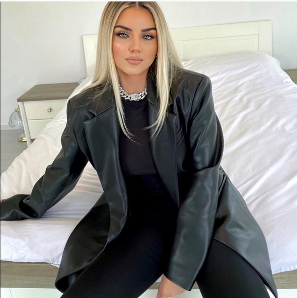 Zara * Oversized Faux Leather Blazer - Picture 15 of 16